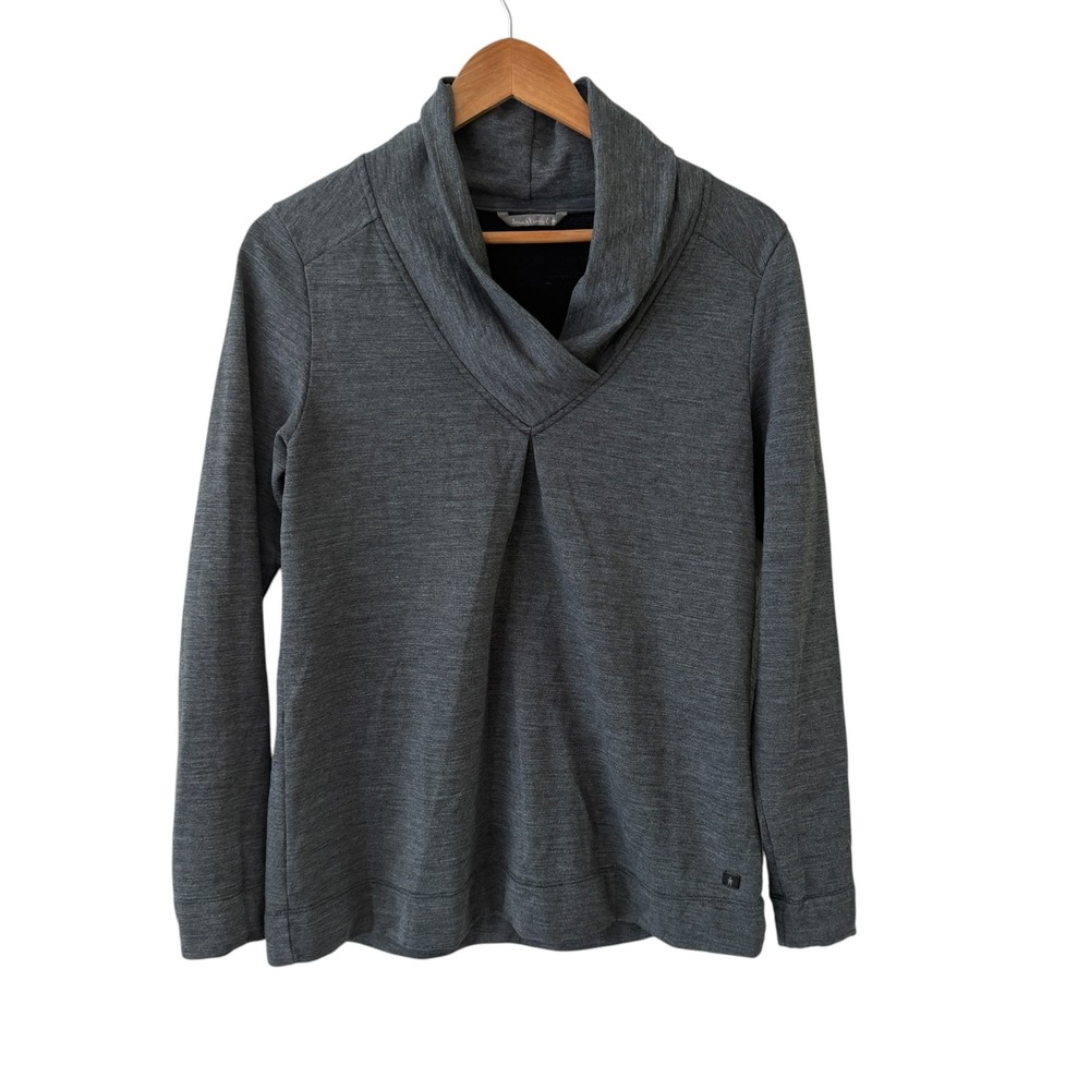 SmartWool Merino Wool Cowl Neck Sweater Womens M Gray Raglan Pullover Knit